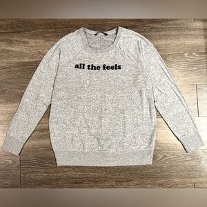 Abercrombie & Fitch | ‘All The Feels’ Gray Crewneck Sweater Size Large